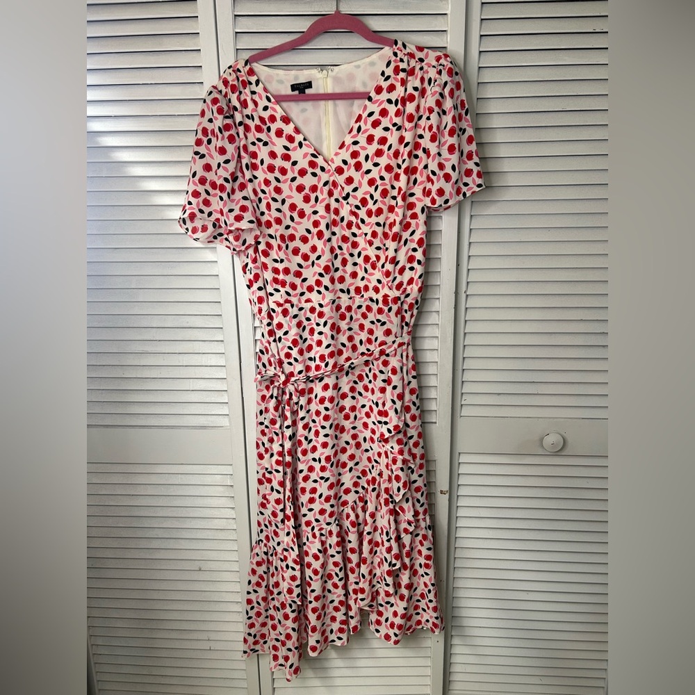 Talbots Women's Pink & Red Floral Faux Wrap Dress‎ Dress 16W